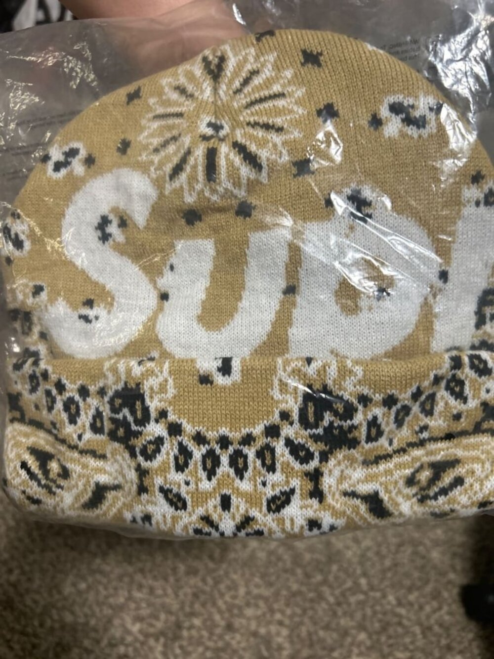 Supreme Bandana Beanie Tan Size Universal Brand New